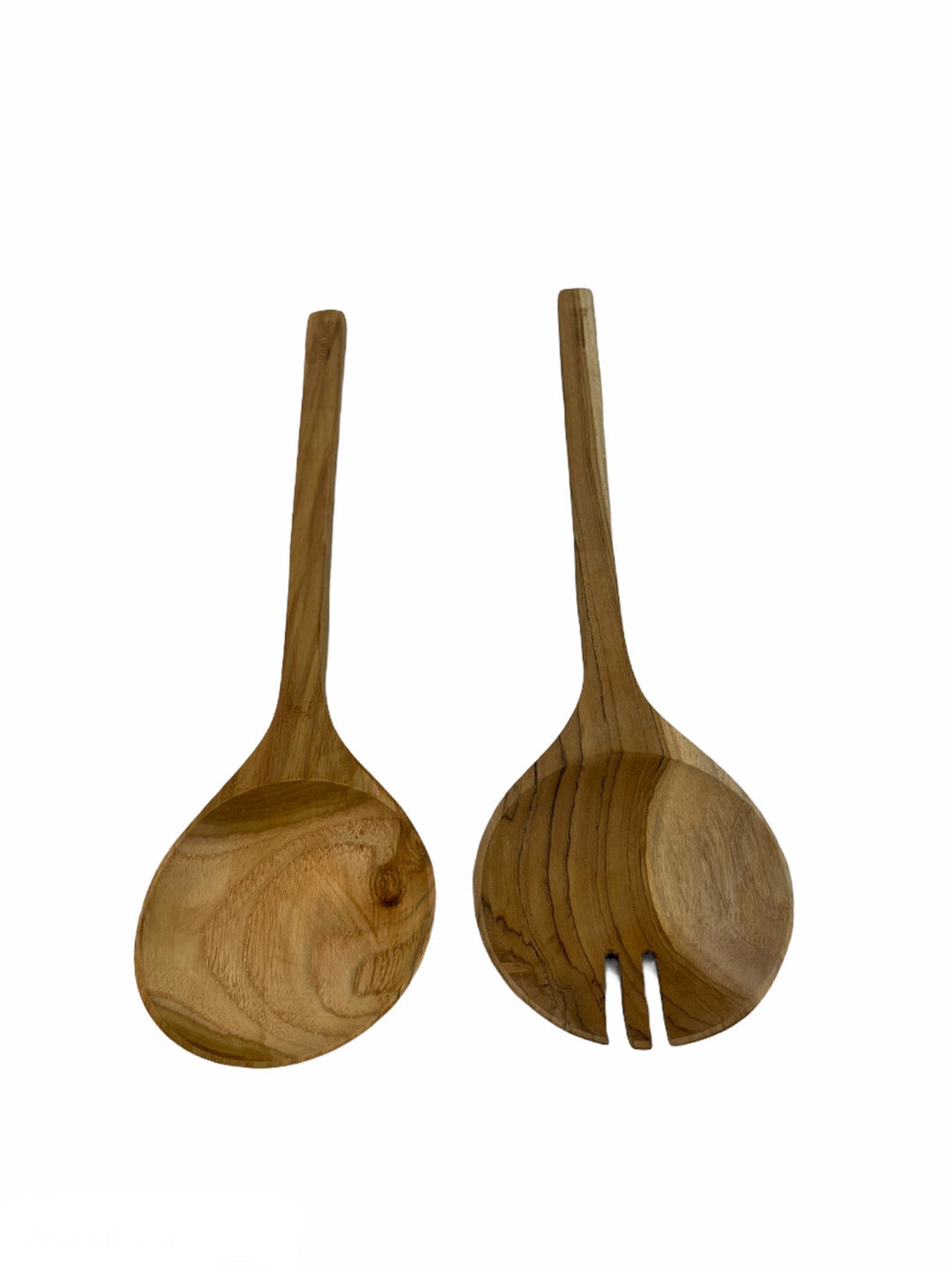 Teak Wood Salad Spoon and Fork Set, Handcarved from Indonesia