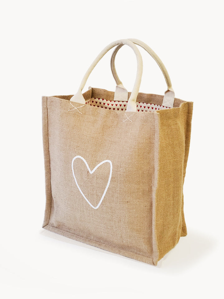 Jute Canvas Market Bag - Love