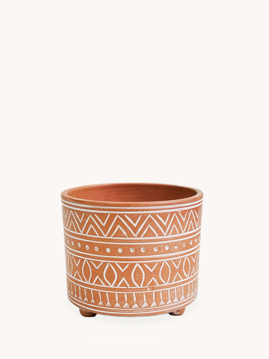 Hand Etched Terracotta Pot - Small