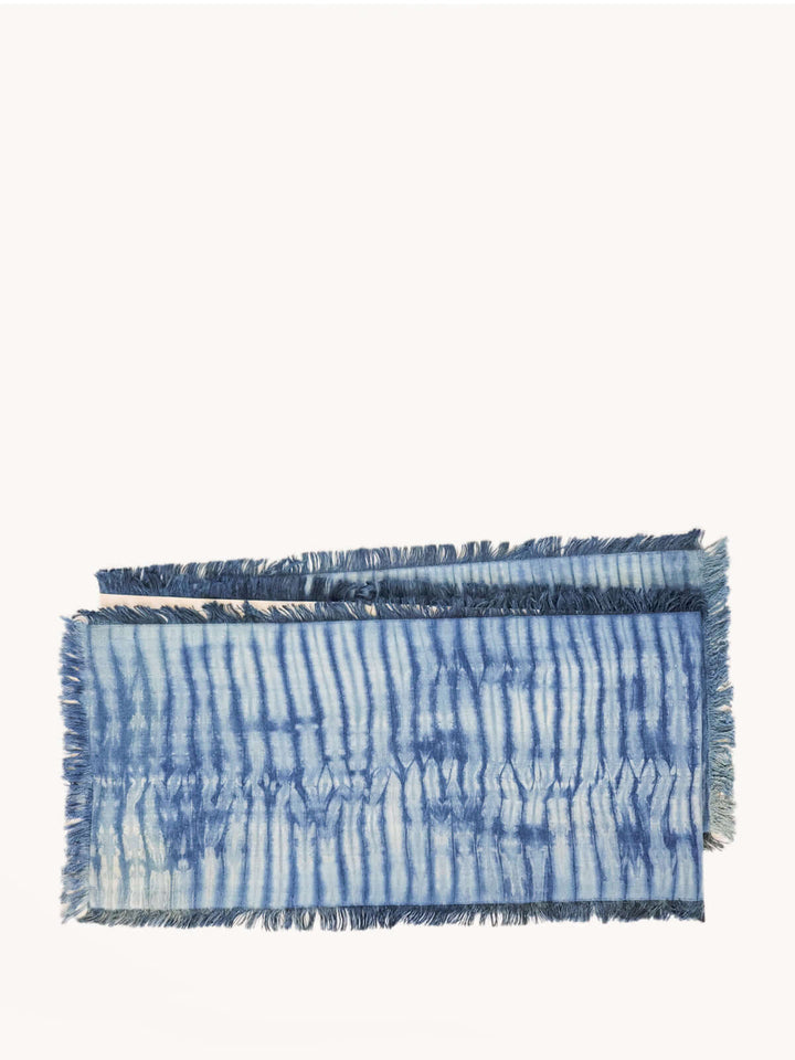 Tie Dye Cotton Table Runner - Indigo Blue