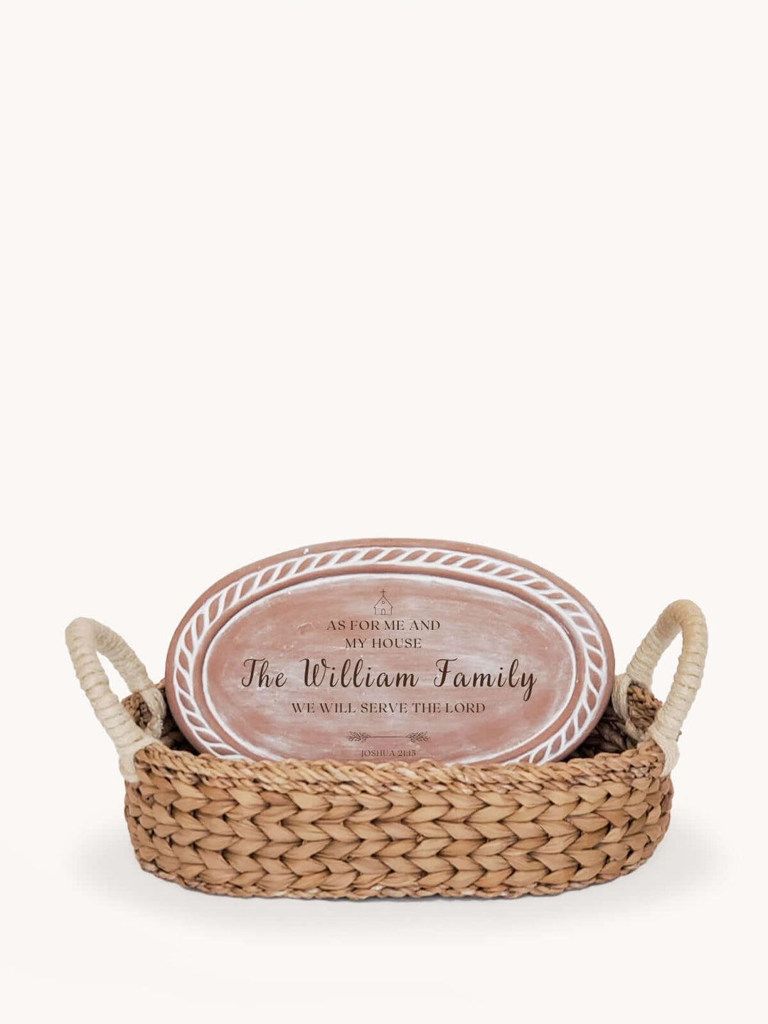 Personalized Bread Warmer & Basket - Bible Oval