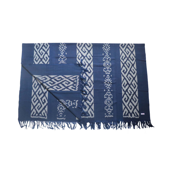 Ikat Blanket Throw, Blue Handwoven in Indonesia