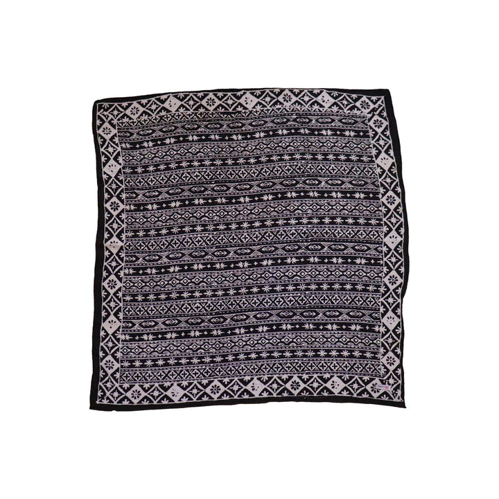 Large 27" Batik Bandana, Hand Dyed, 100% Soft Cotton, Geometric Black & White, XL