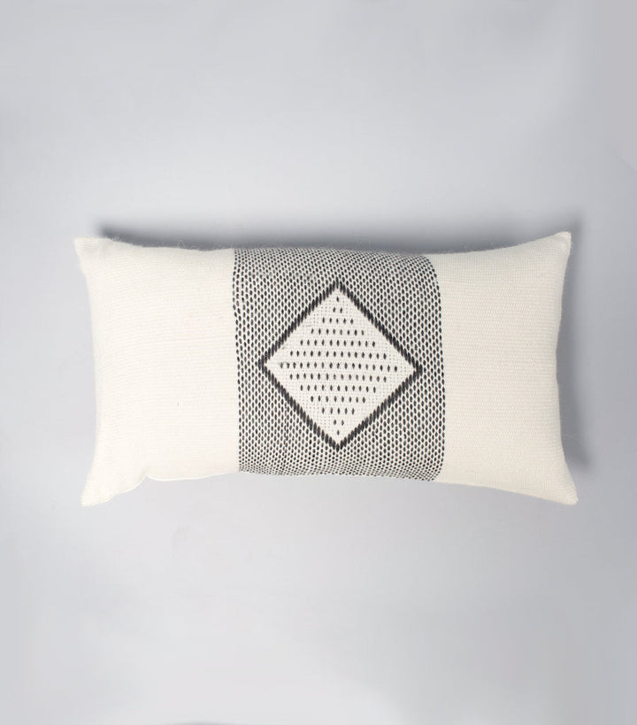 Diamante Lumbar Pillow with Border in Ivory