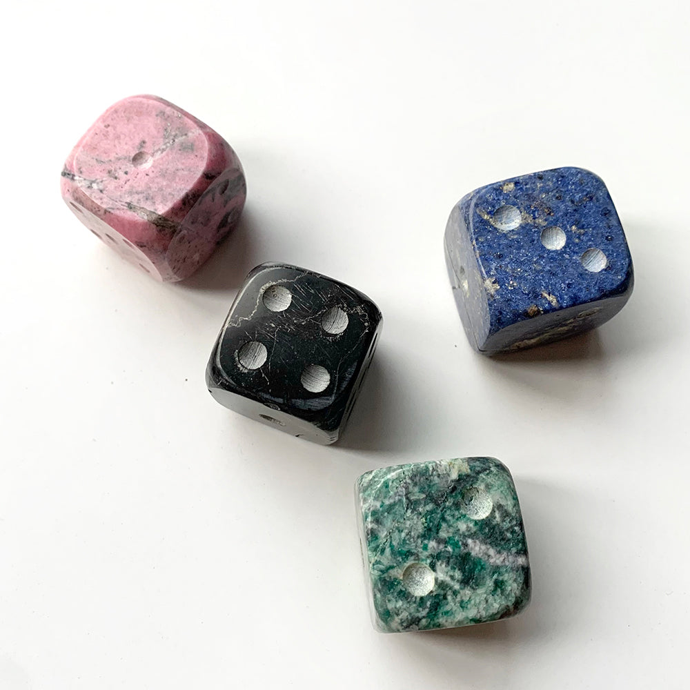 S/4 Dice: Rhodonite, Dumortierite, Onyx, Mariposita