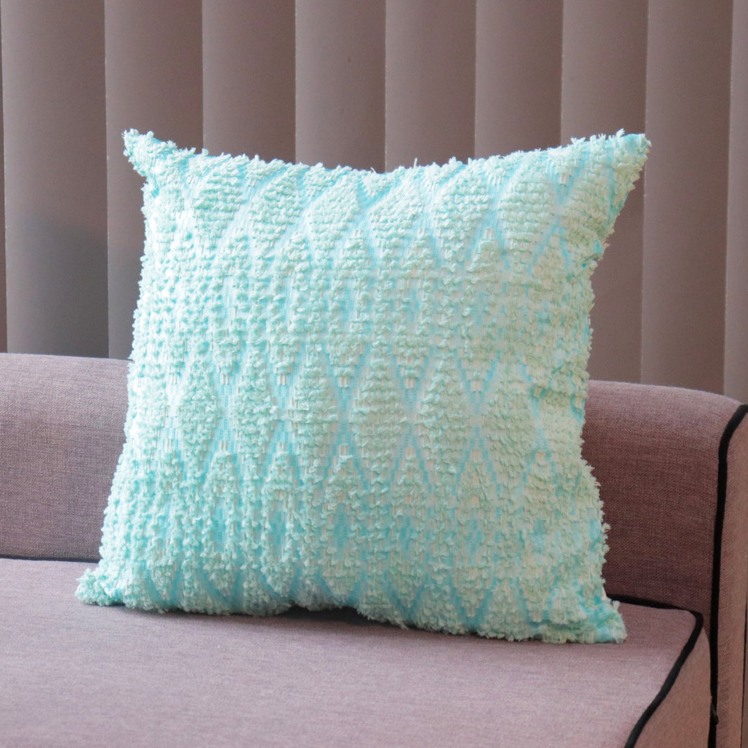 Pillow / Cushion Cover Handwoven Ikat in Silk & Cotton, Blue, Baby Blue