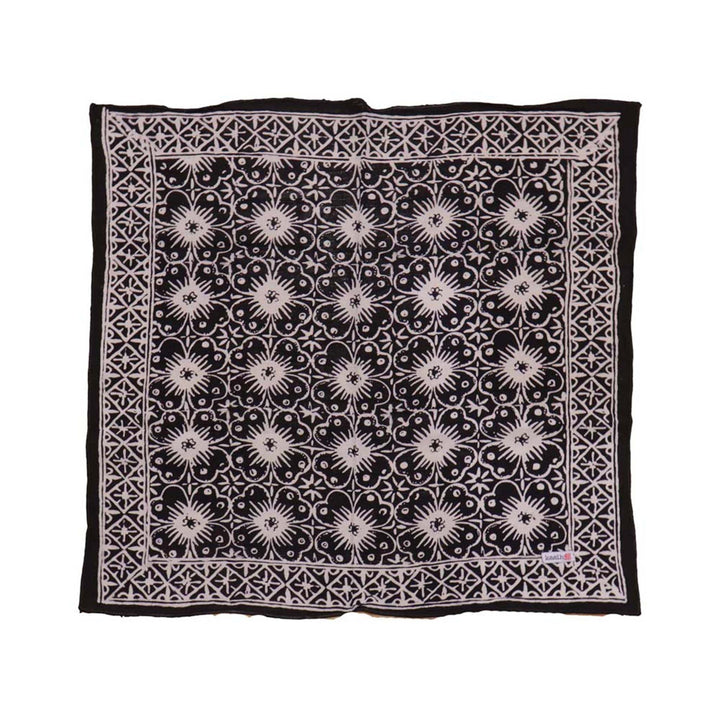 Large 27" Hand Dyed Batik Bandana Black, Hibiscus, Size XL Scarf