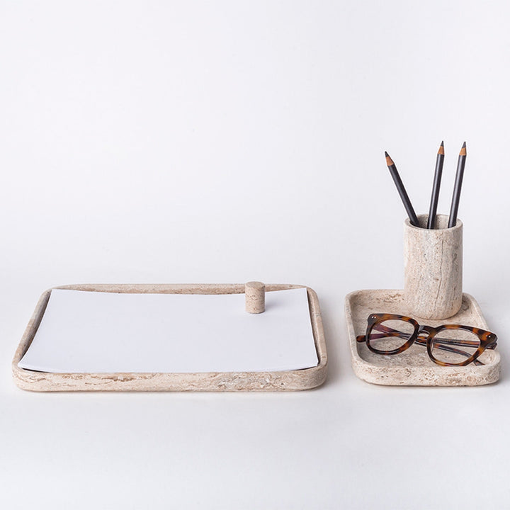 Bathroom Tray - Small - Travertine Marble Cream