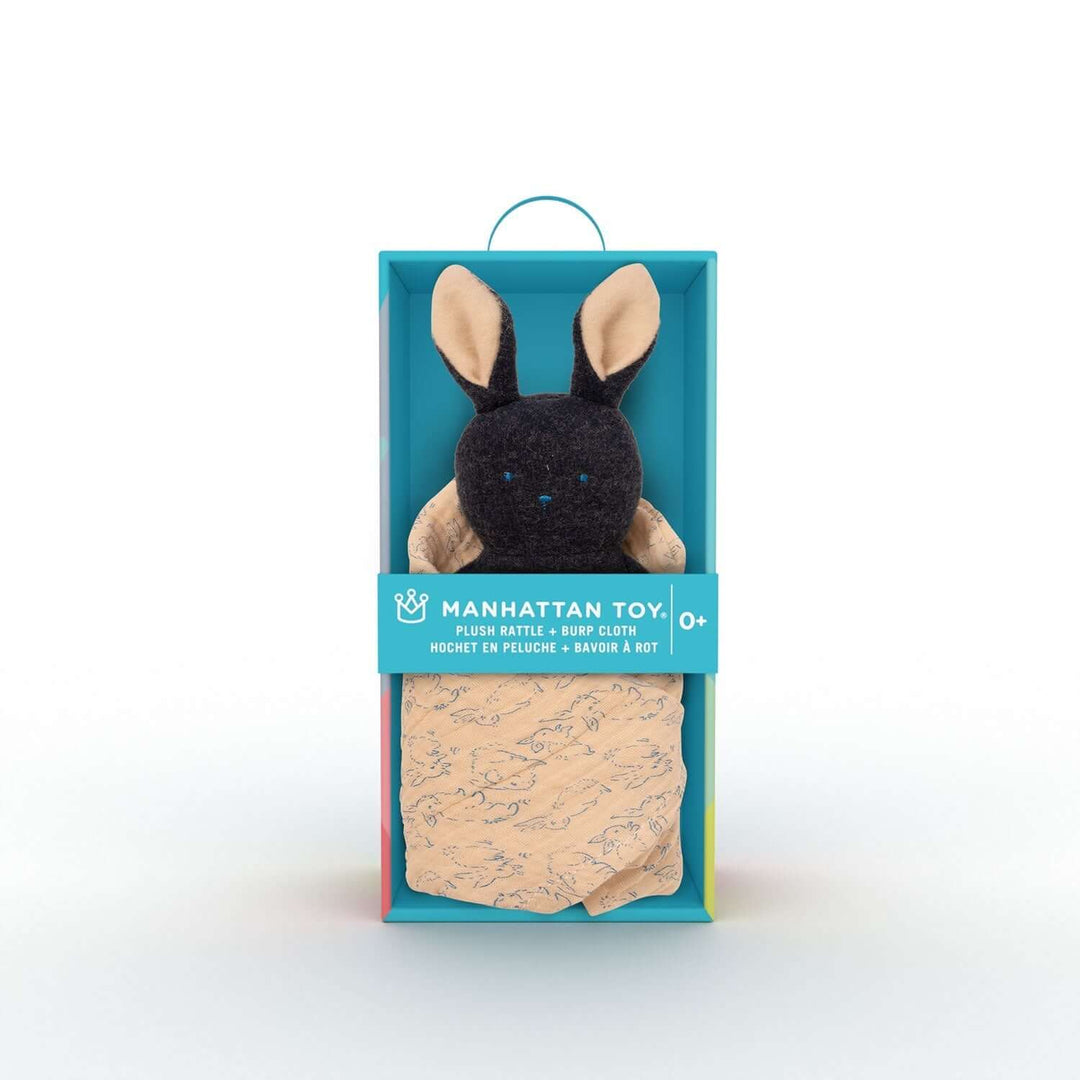 Bunny Rattle + Burp Cloth by Manhattan Toy