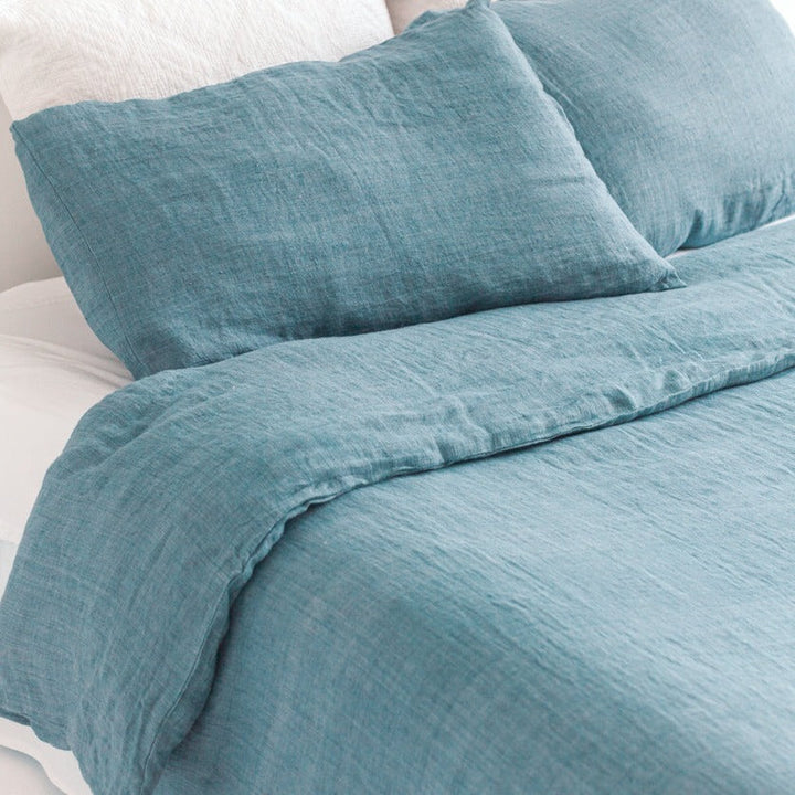 Linen Duvet Cover Set - Denim Blue