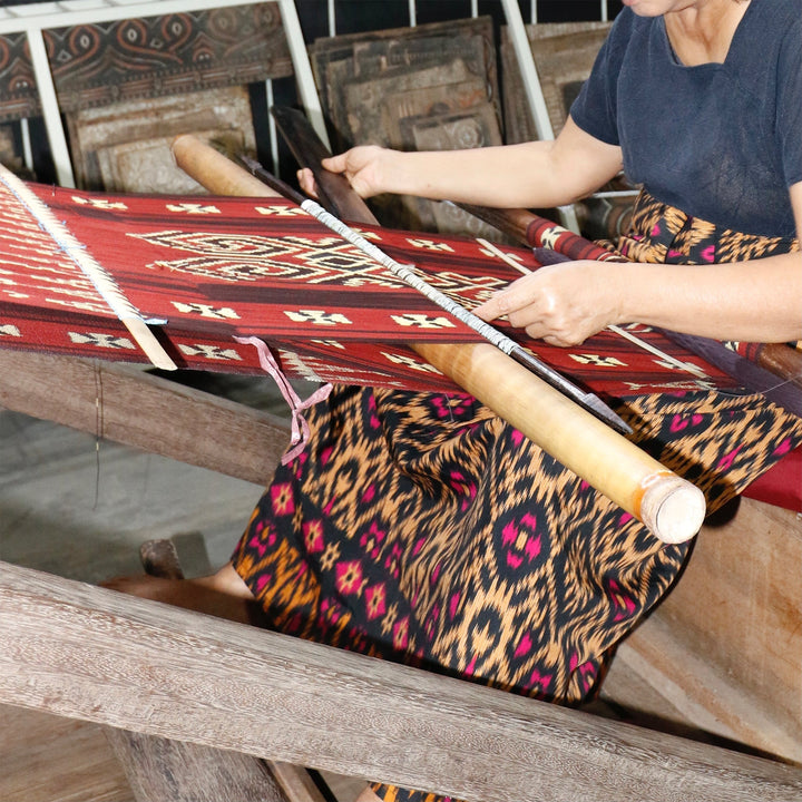 Handwoven Ikat Pillow Cover, Blue. Cover Only with No Insert. 20inches x 20inches, Cushion