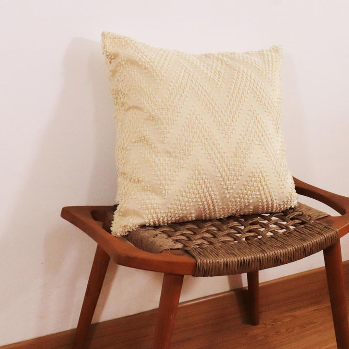 Pillow / Cushion Cover - Handwoven Ikat in Cotton, White, Cream, Natural, Neutral