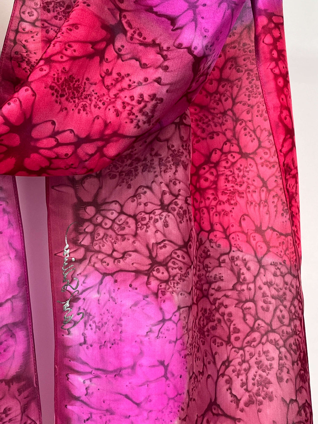 “Pretty in Pink Mermaid" - Hand-dyed Silk Scarf - $125