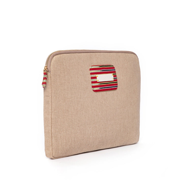 Zipped Cream Canvas Laptop Case for 13" 14"