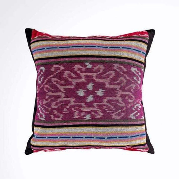 Handwoven Ikat Pillow Cover, Pink and Purple. Cover Only with No Insert. 16x16 inches, Cushion