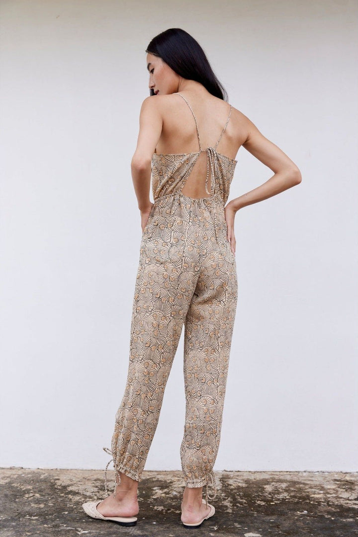 Hand-Printed Simané Jumpsuit (Desert Sand)