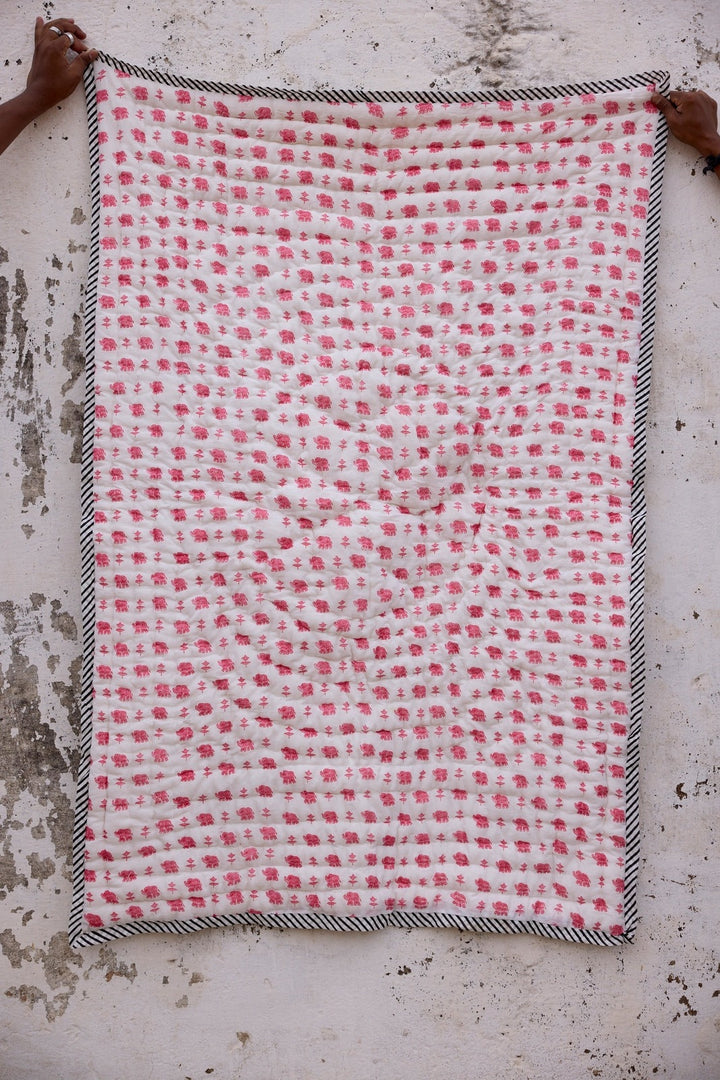 Pink Elephant Baby Quilt