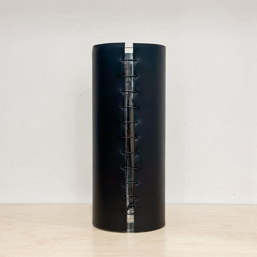 Black Leather Wrapped Vase