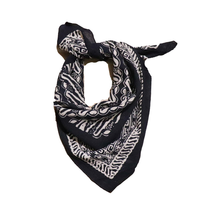 Hand Dyed Batik Bandana, Black Soul, 100% Cotton