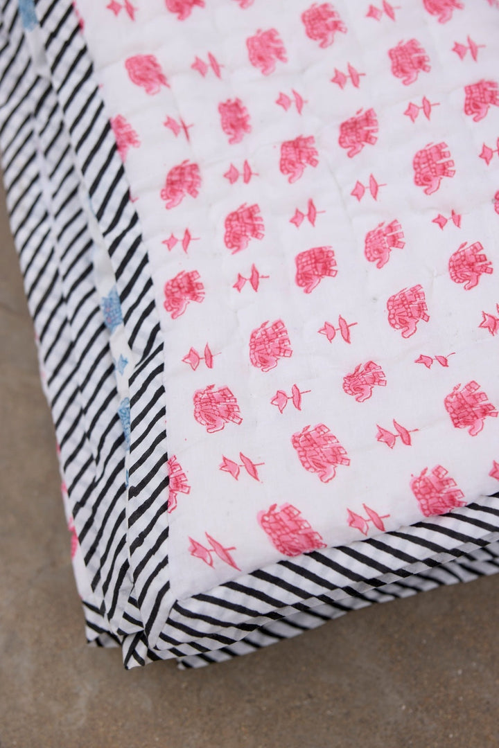 Pink Elephant Baby Quilt