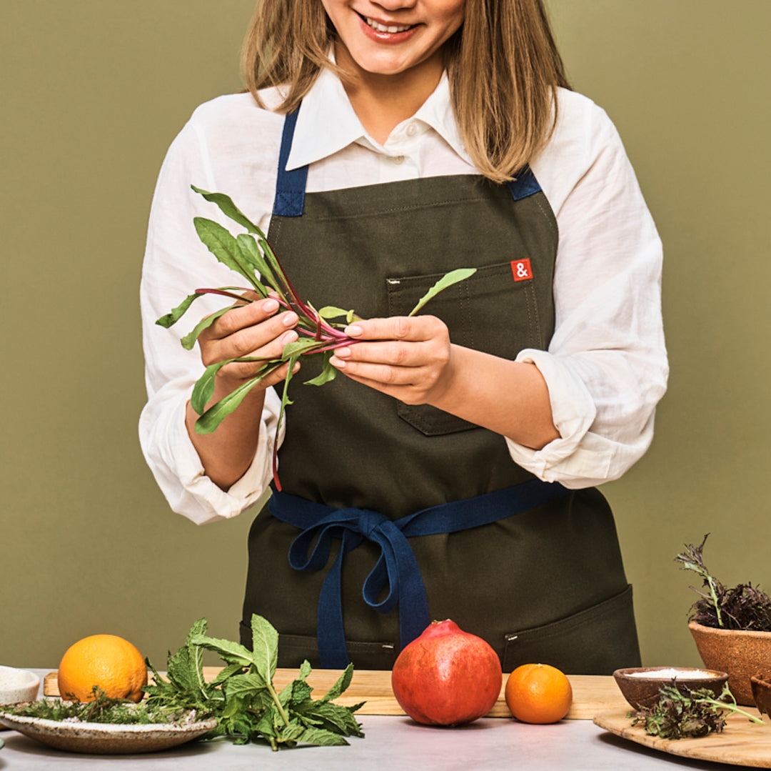 The Essential Apron - Olive Green Black Straps