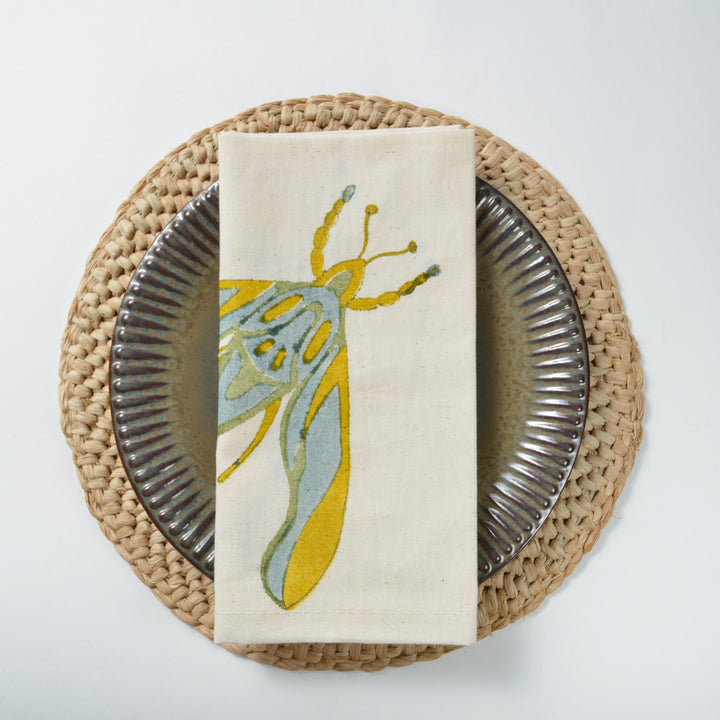 Hand Block Printed Napkin ~ Dawn Elephant Moth