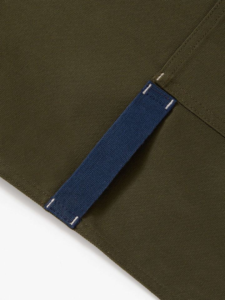 The Essential Apron - Olive Green Navy Straps