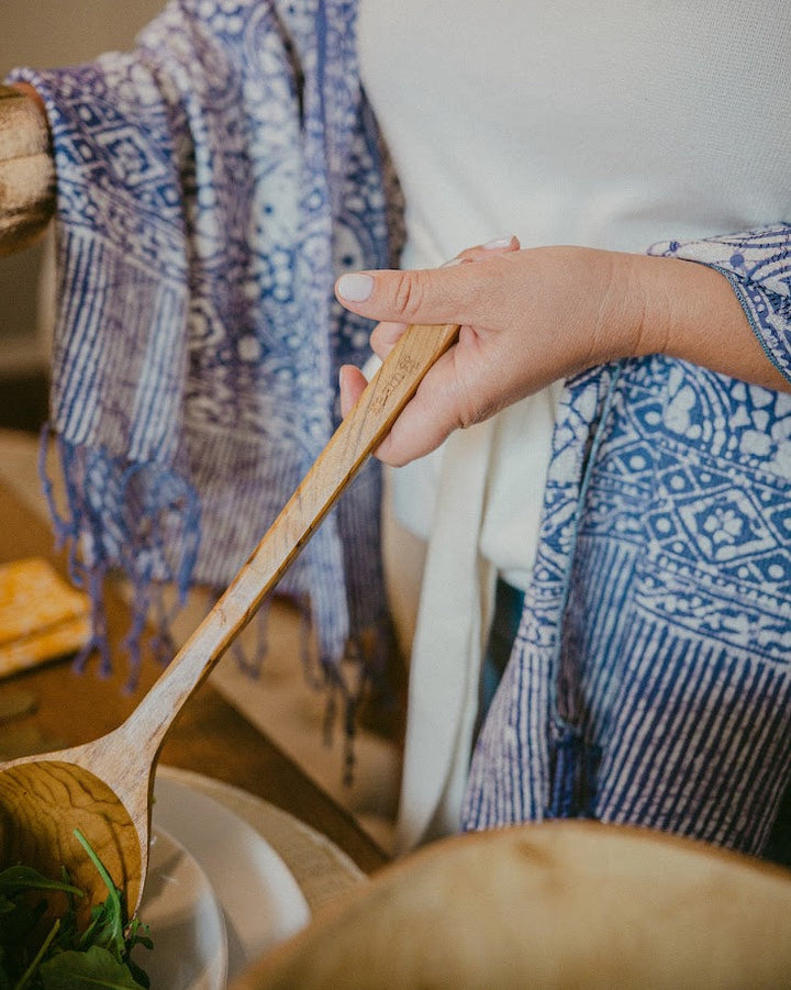 Teak Wood Salad Spoon and Fork Set, Handcarved from Indonesia