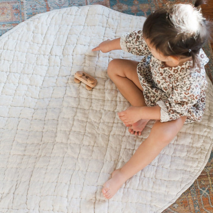 Quilted Play Mat - Natural Chambray