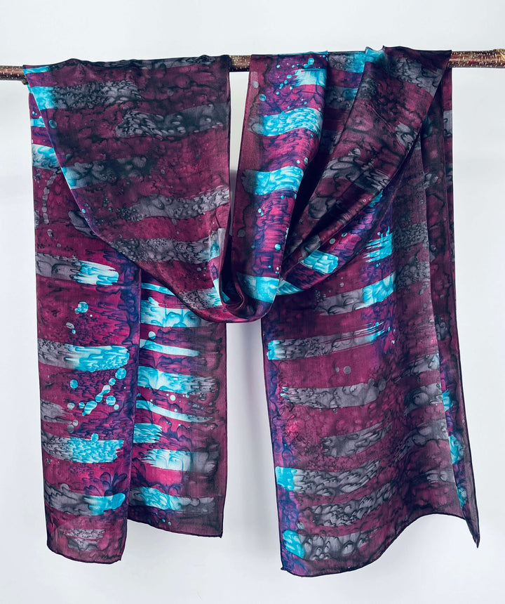 “Stormy Night" - Hand-dyed Silk Scarf - $125