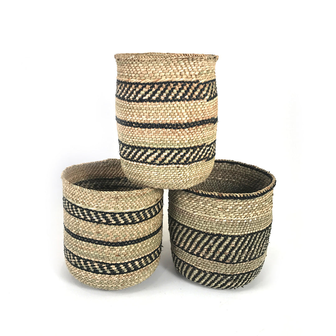 Iringa Woven Basket with Black Stripe