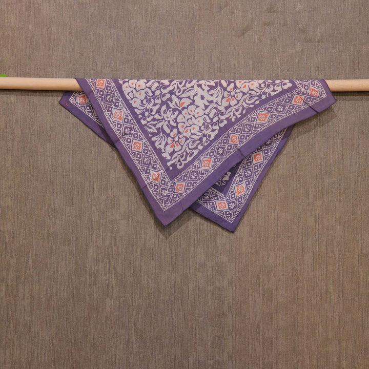 Hand Dyed Batik Bandana, Plum Haze, Floral, Purple, Scarf, 100% Cotton