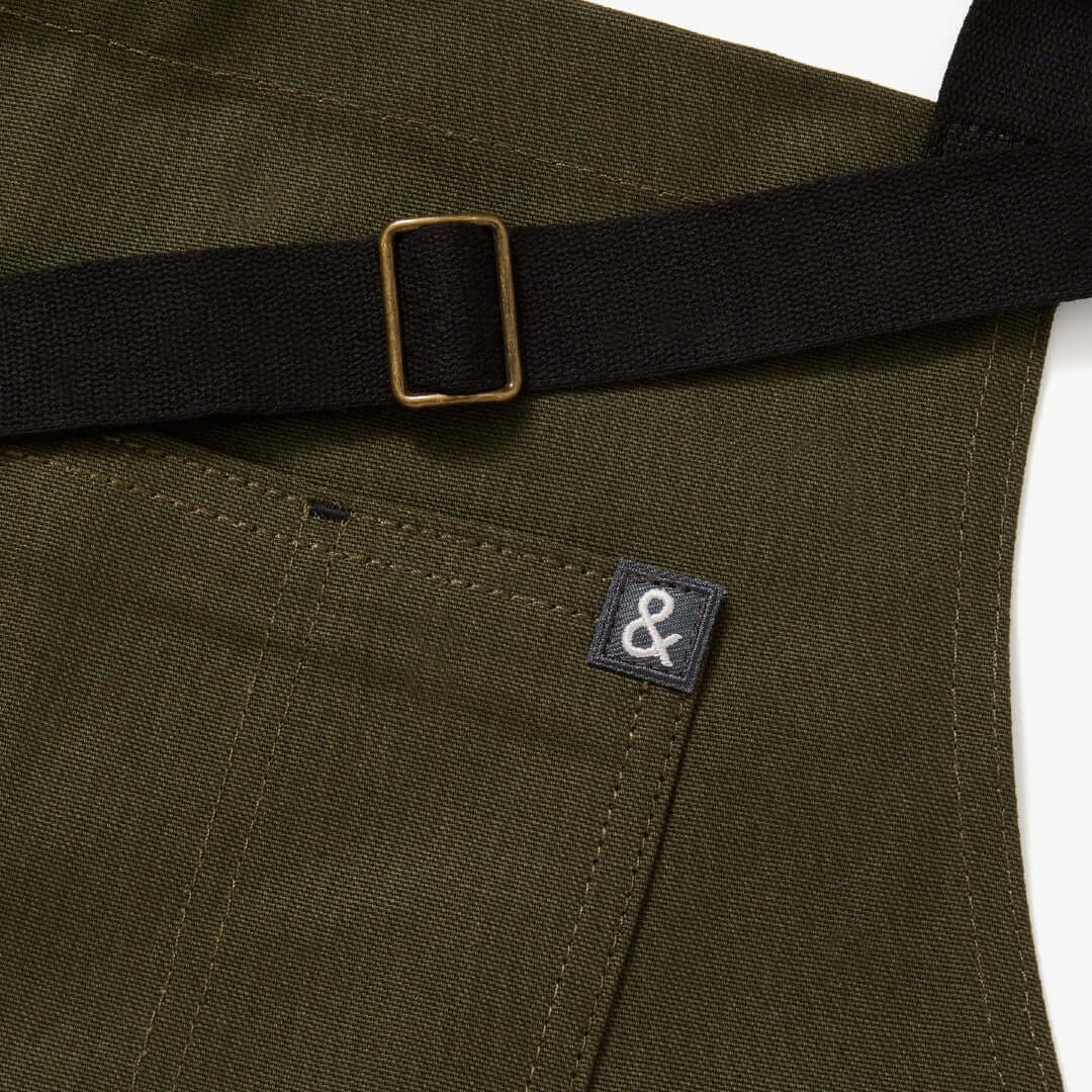 The Essential Apron - Olive Green Black Straps