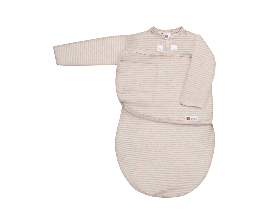 *Organic* Swaddles | Heathered Oatmeal Stripe by embé®