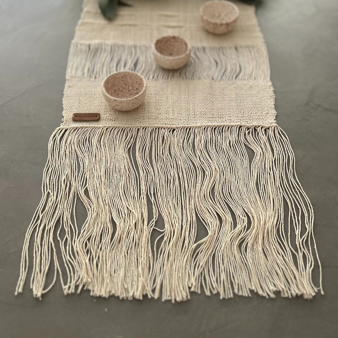 White Thread Table Runner