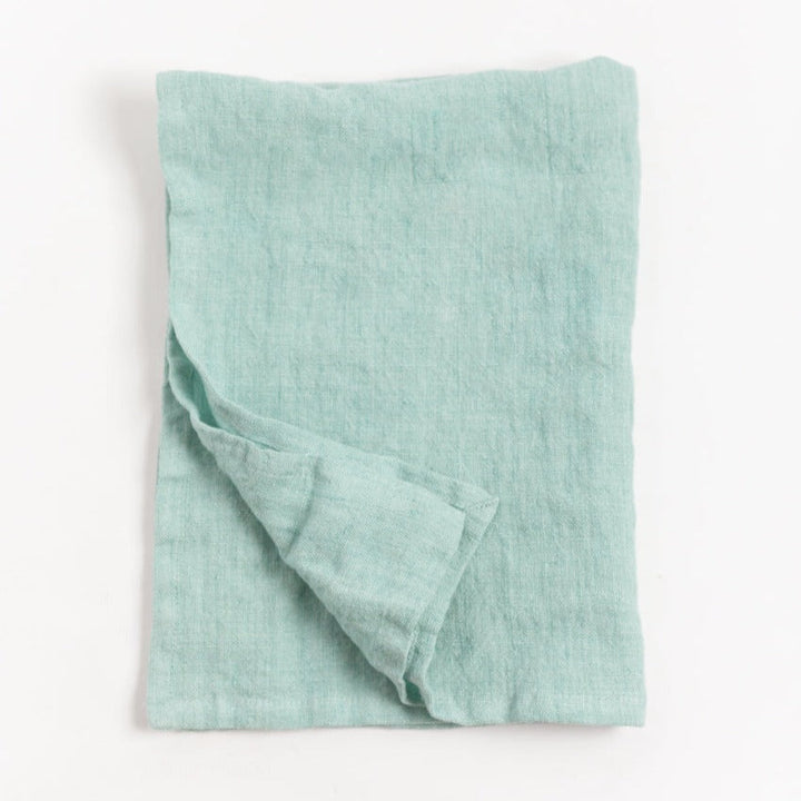 Stone Washed Linen Tea Towel - Ocean Spray