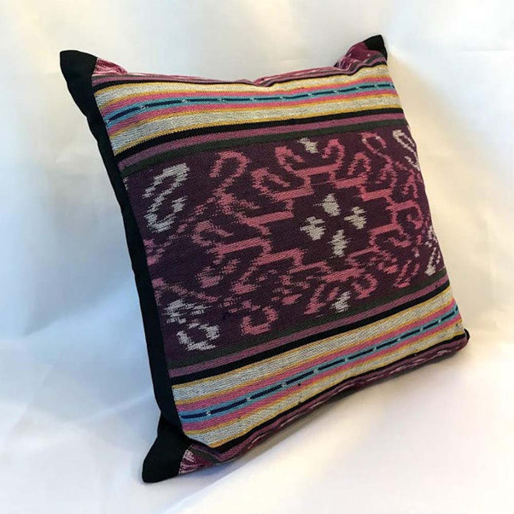 Handwoven Ikat Pillow Cover, Pink and Purple. Cover Only with No Insert. 16x16 inches, Cushion