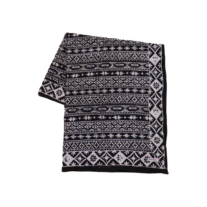 Large 27" Batik Bandana, Hand Dyed, 100% Soft Cotton, Geometric Black & White, XL