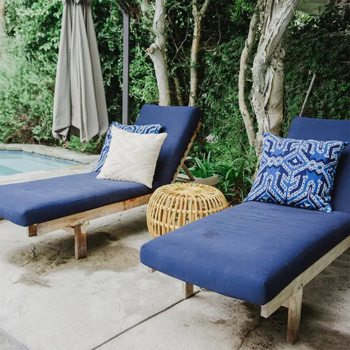 Handwoven Ikat Pillow Cover, Blue. Cover Only with No Insert. 23inches x 23inches, Cushion