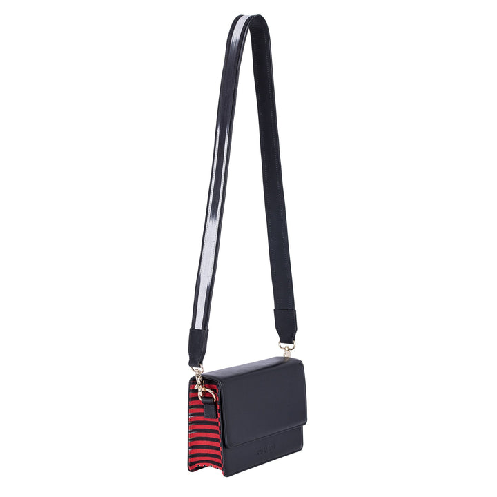 Black Leather Structured Crossbody Bag