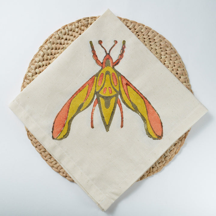 Hand Block Printed Napkin ~Twilight Elephant Moth