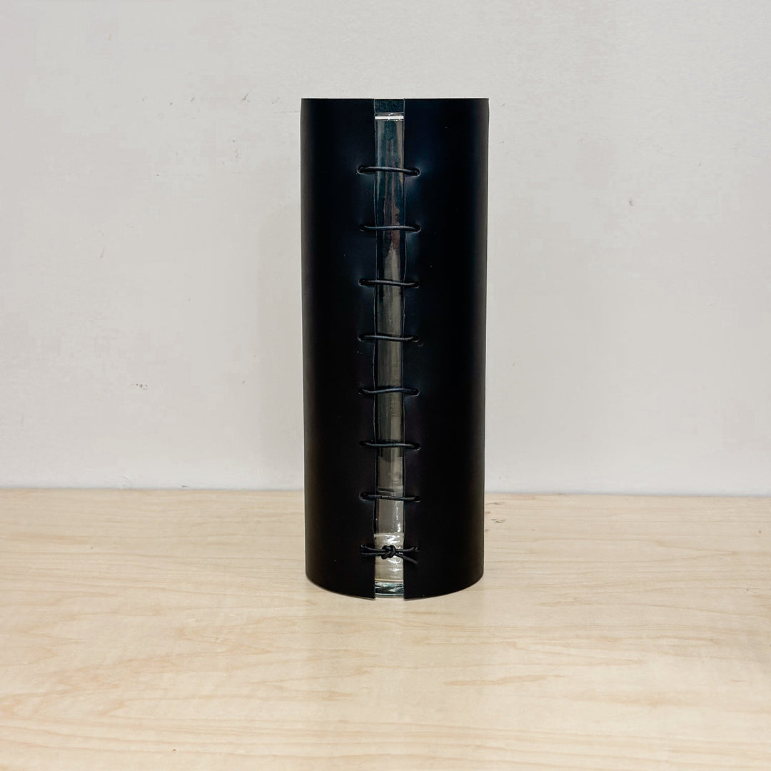 Black Leather Wrapped Vase