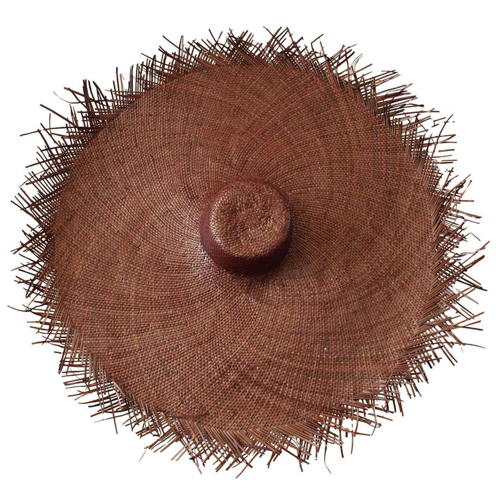 AMORA Oversized Woven Straw Hat in Chestnut Brown