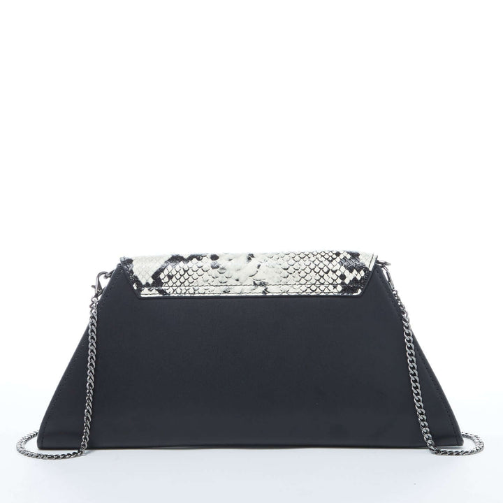 SUSU The Angelica Leather Clutch Black Snakeskin