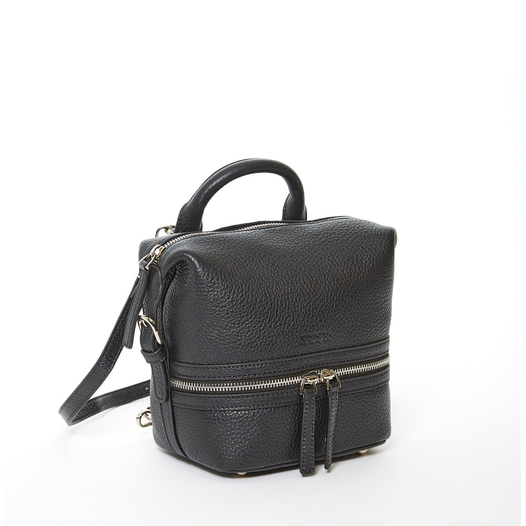 SUSU The Ashley Black Leather Backpack Purse