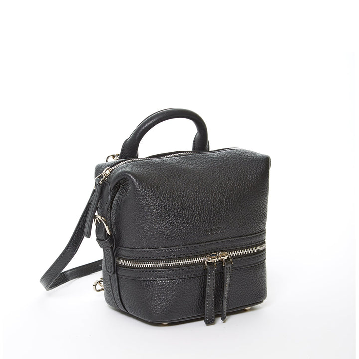 SUSU The Ashley Black Leather Backpack Purse