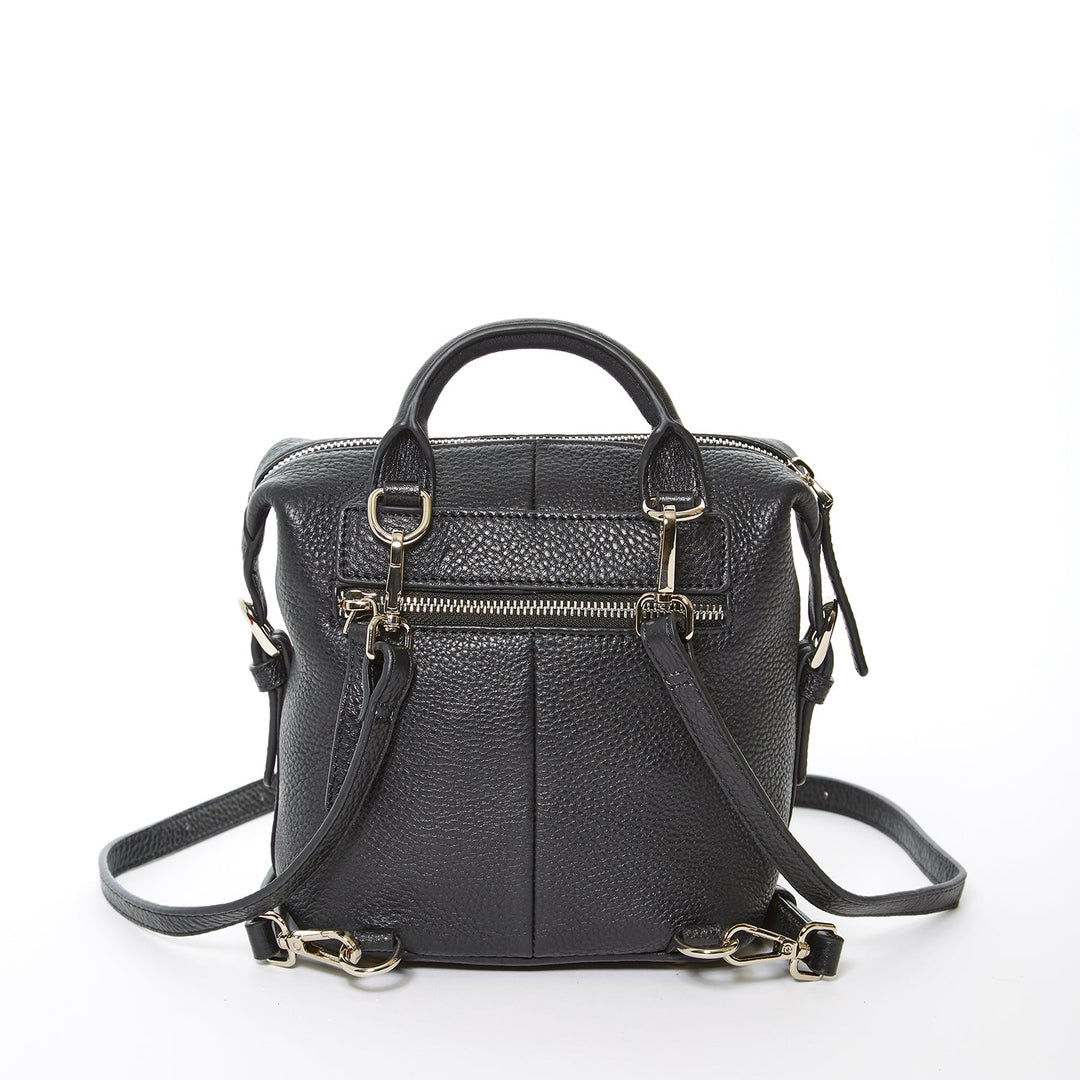 SUSU The Ashley Black Leather Backpack Purse