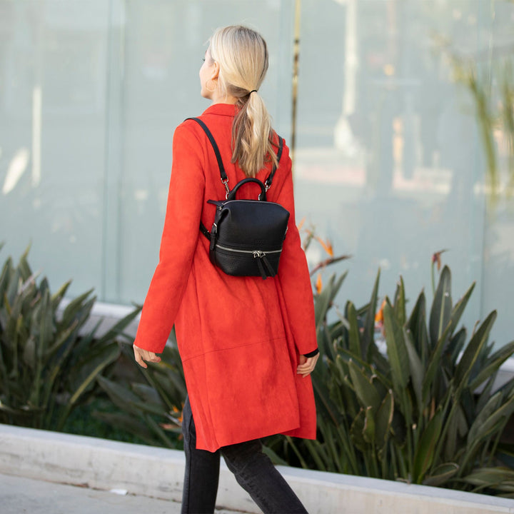 SUSU The Ashley Black Leather Backpack Purse
