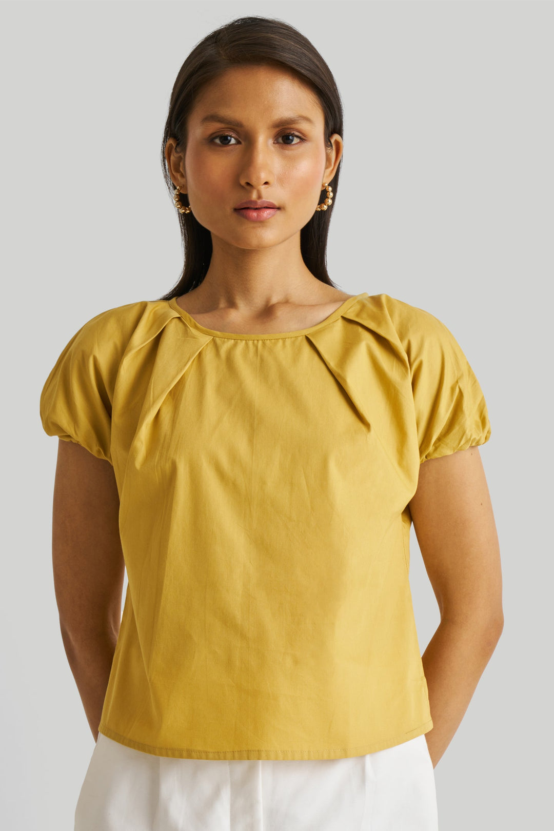 Balloon Sleeve Top in Mustard