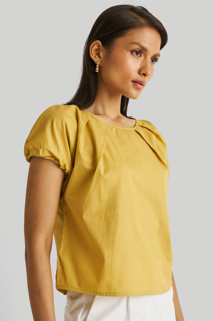 Balloon Sleeve Top in Mustard